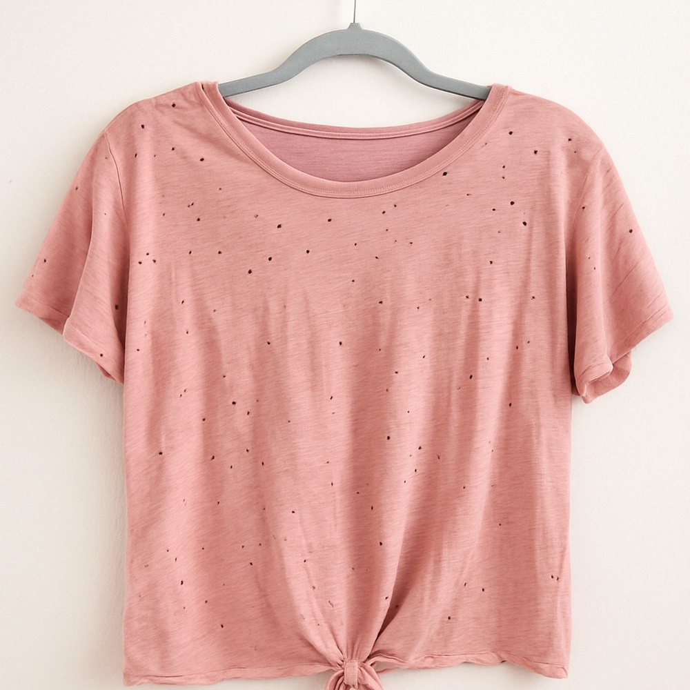 Pink Short Sleeve Tee distressed